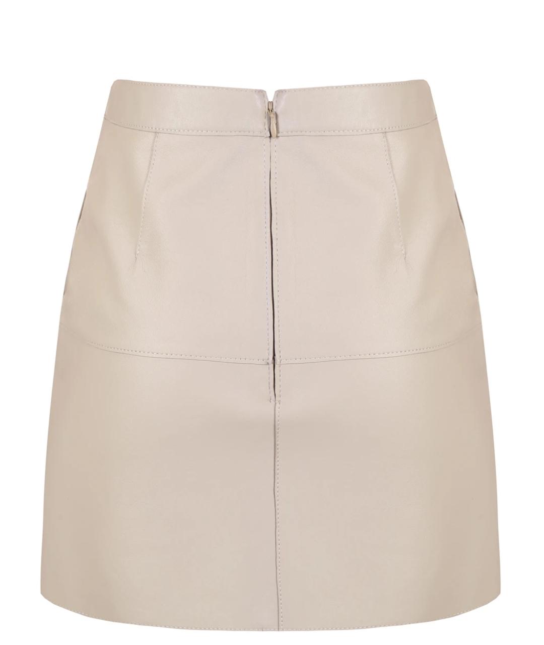 P.A.R.O.S.H. Бежевая кожаная юбка мини, фото 2