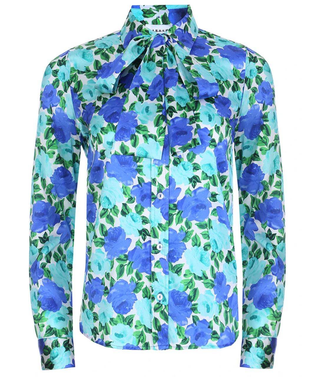 P.A.R.O.S.H. Синяя шелковая блузы, фото 1