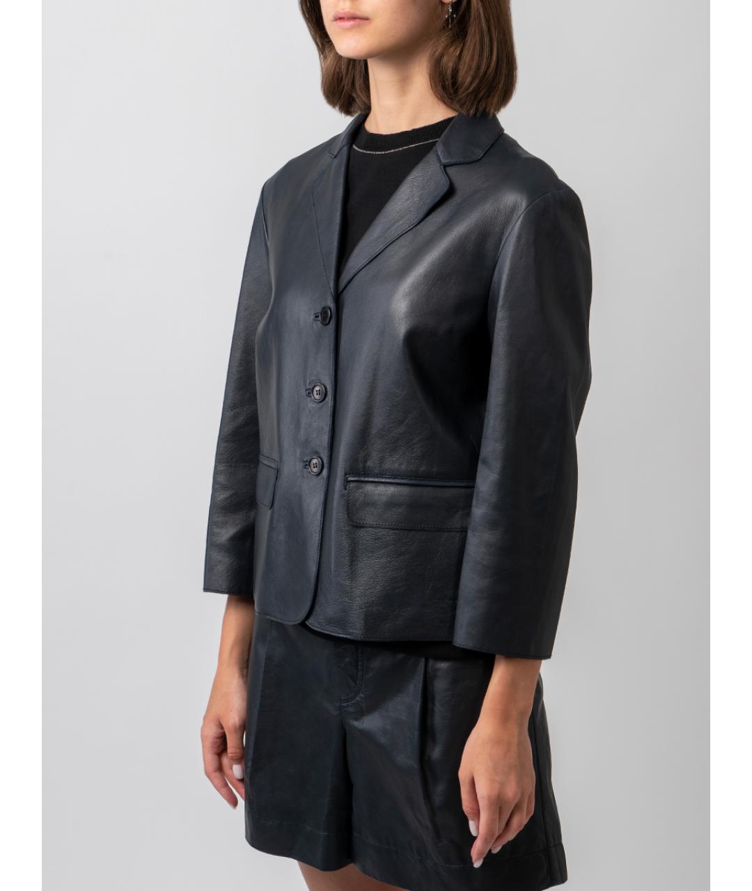 P.A.R.O.S.H. Черный кожаный жакет/пиджак, фото 2