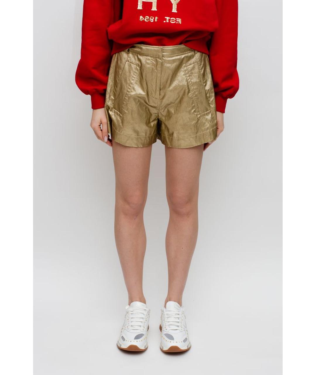 PHILOSOPHY DI LORENZO SERAFINI Золотые вискозные шорты, фото 2