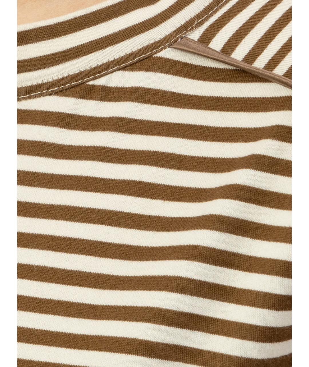 BRUNELLO CUCINELLI Коричневая хлопковая футболка, фото 4