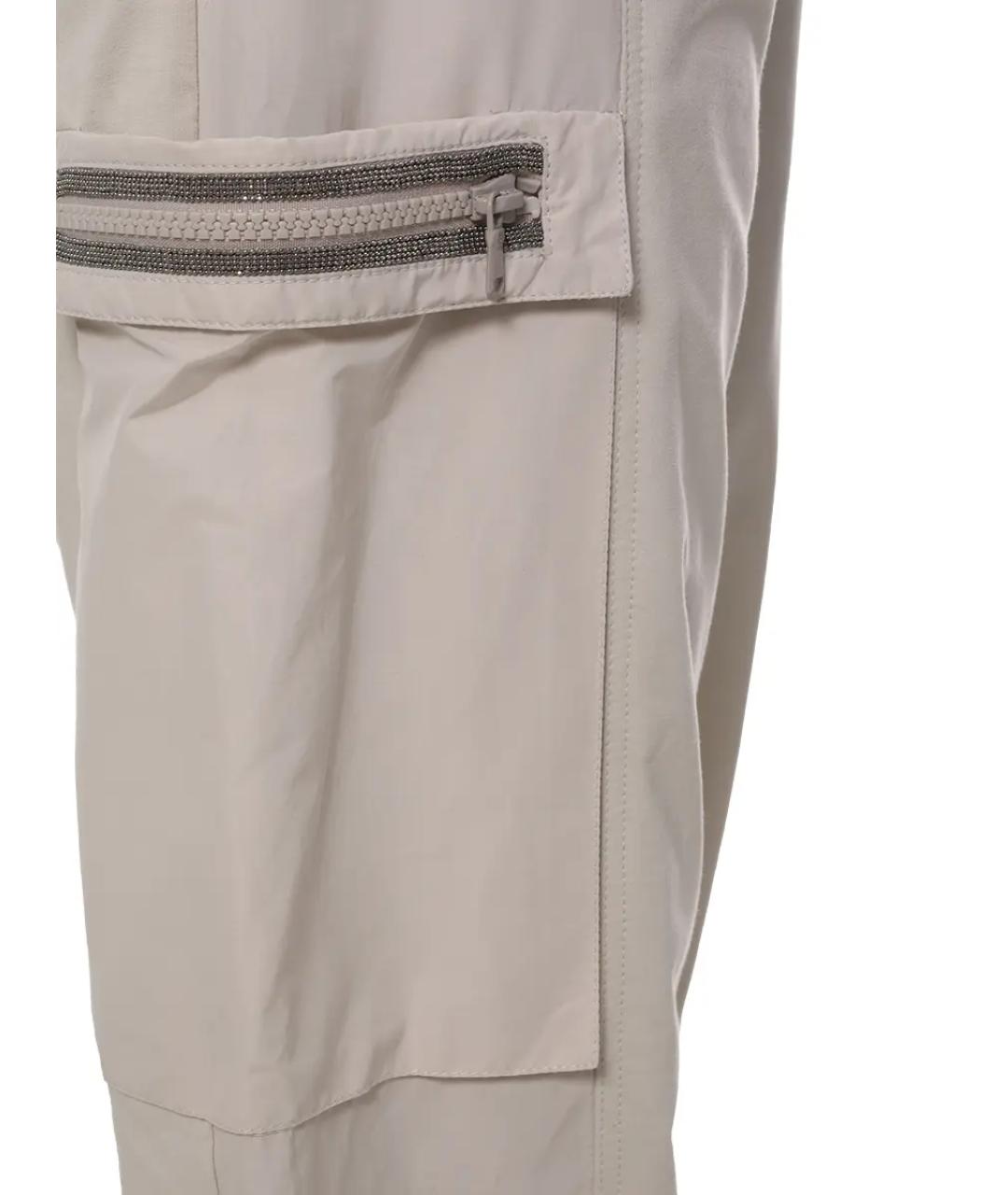 BRUNELLO CUCINELLI Белые хлопко-эластановые прямые брюки, фото 3