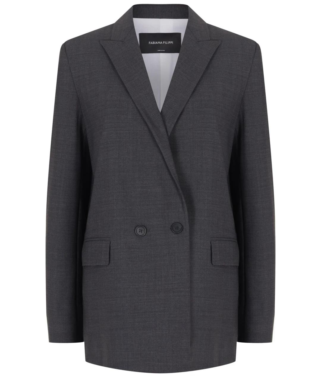 FABIANA FILIPPI Антрацитовый шерстяной жакет/пиджак, фото 1