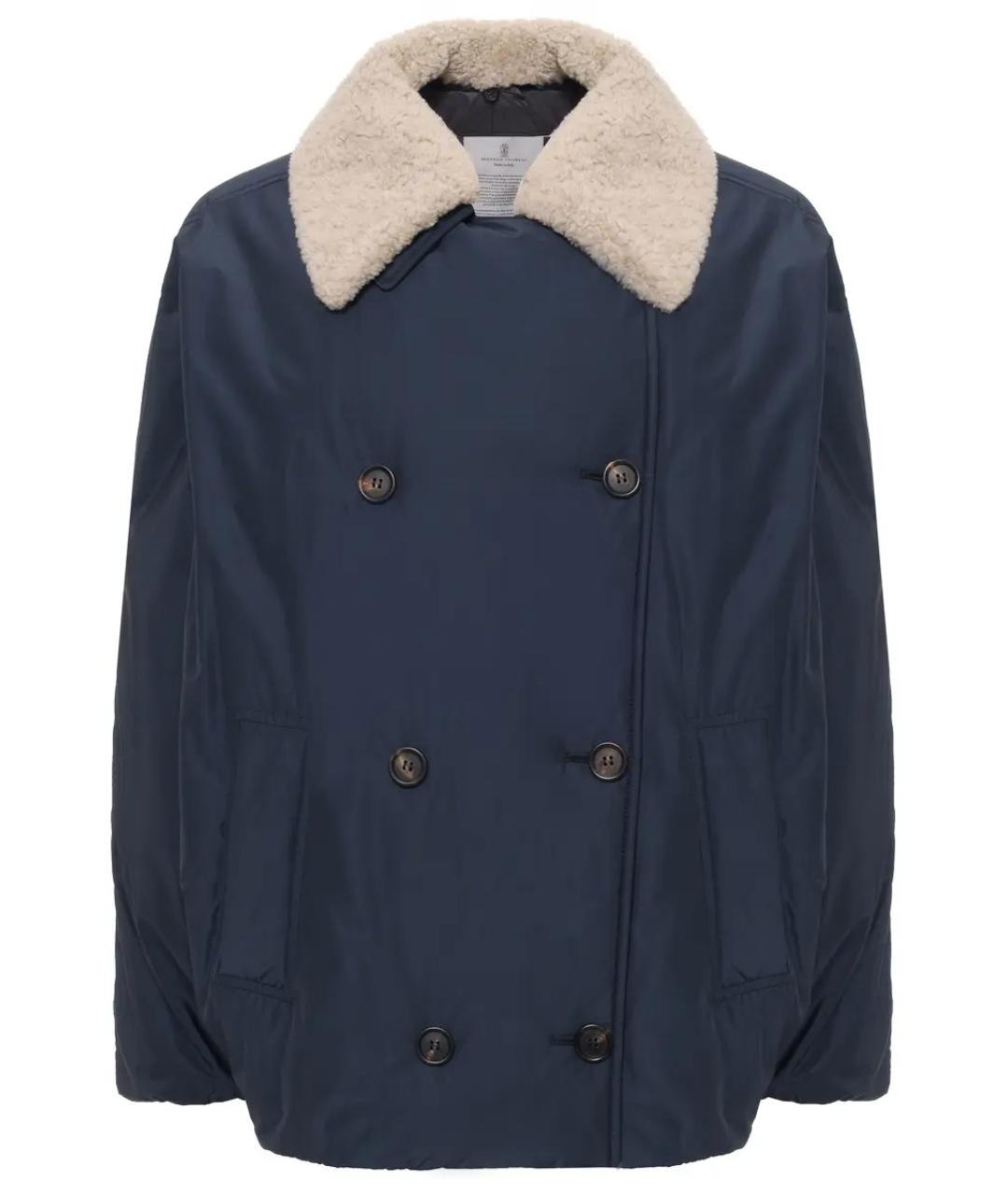 BRUNELLO CUCINELLI Темно-синий полиэстеровый пуховик, фото 1