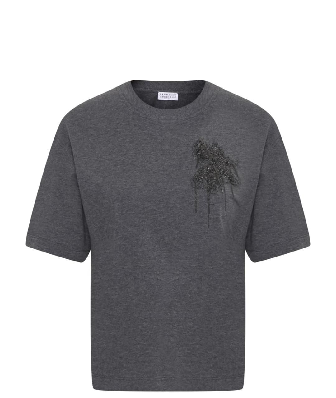 BRUNELLO CUCINELLI Серая хлопковая футболка, фото 1