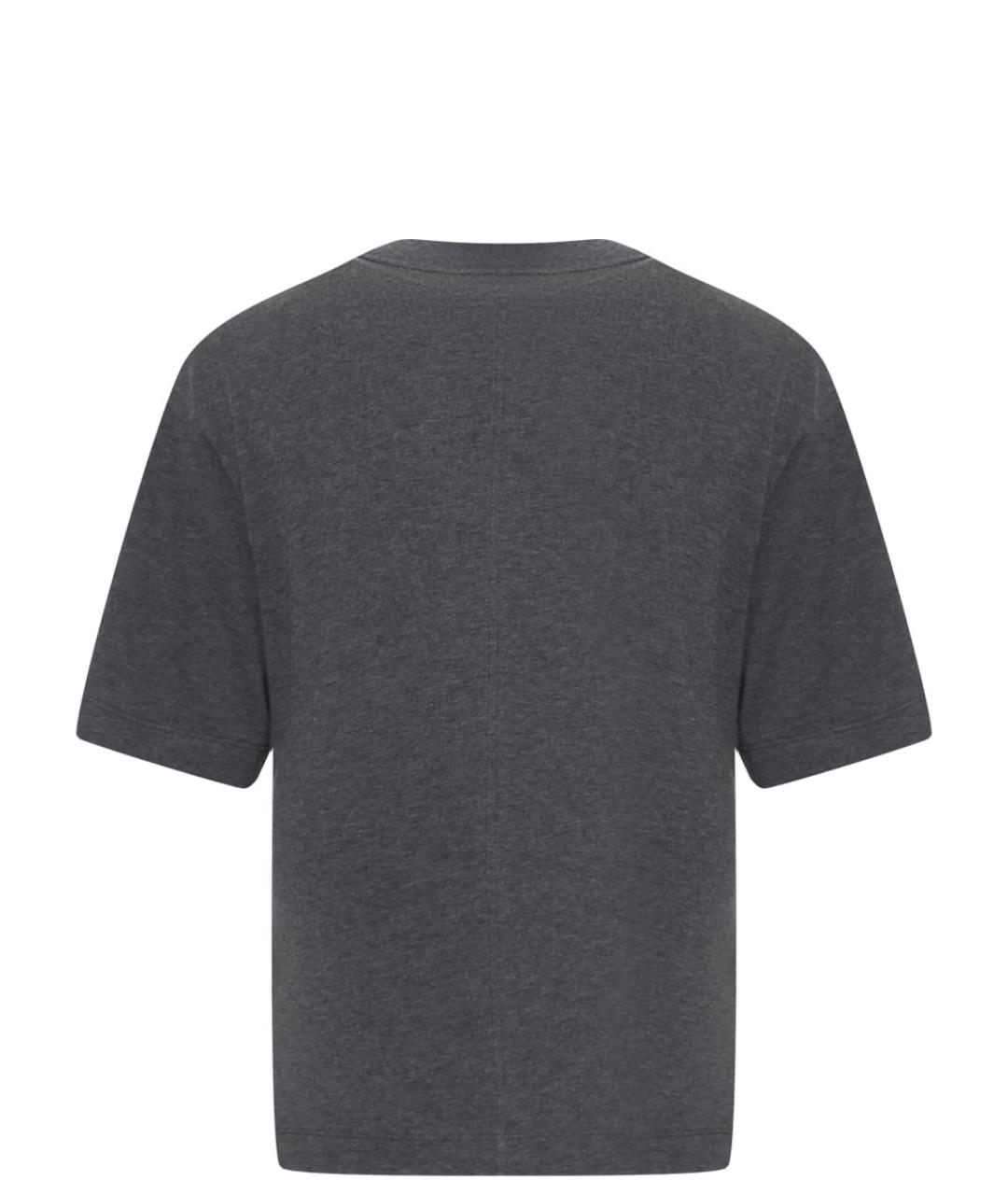 BRUNELLO CUCINELLI Серая хлопковая футболка, фото 2