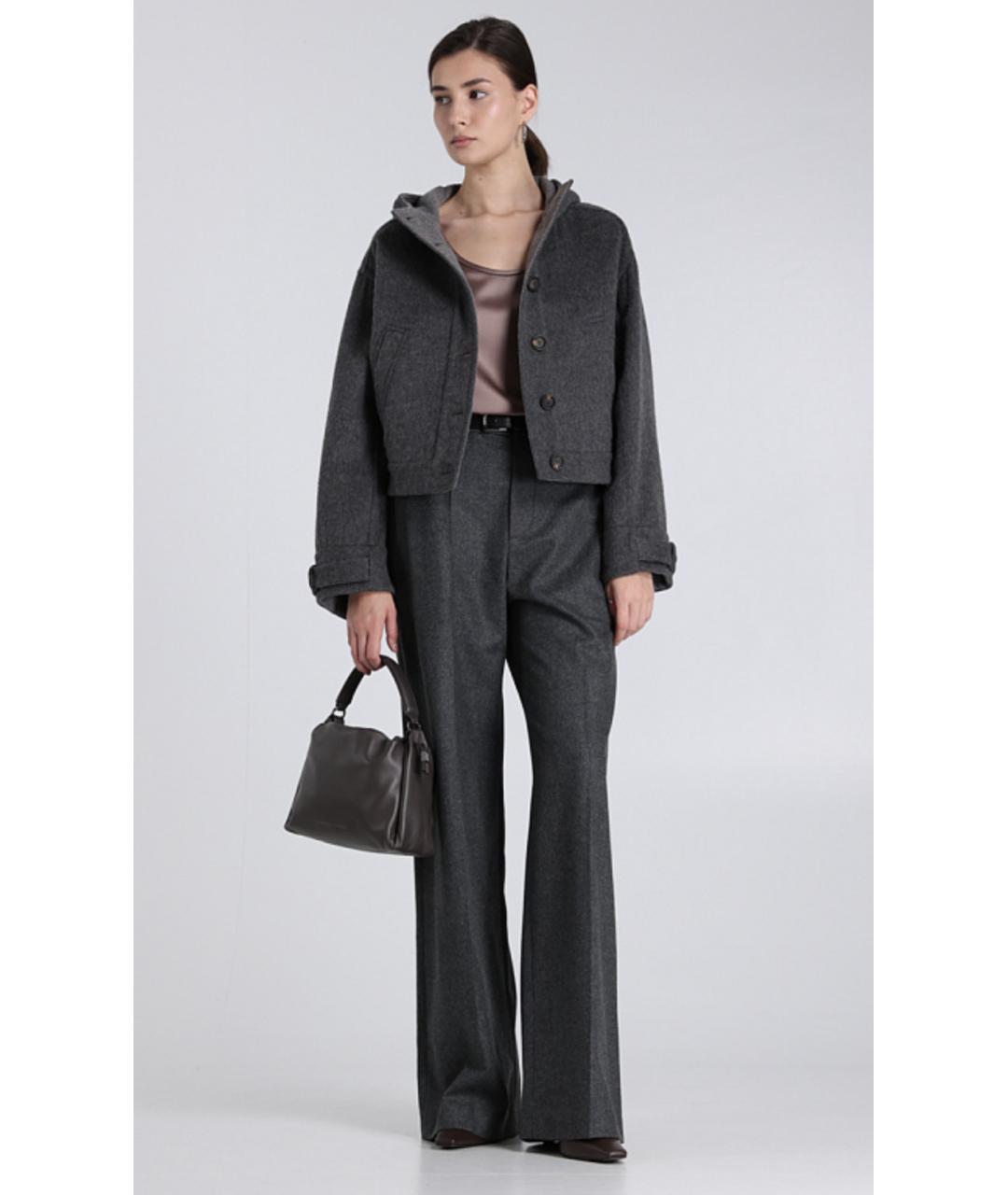 BRUNELLO CUCINELLI Серые шерстяные брюки широкие, фото 2
