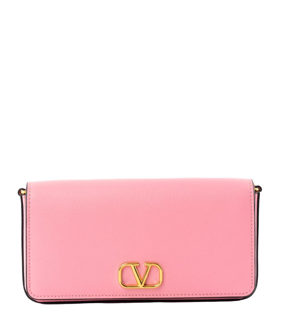 VALENTINO Розовая кожаная сумка через плечо, фото 1