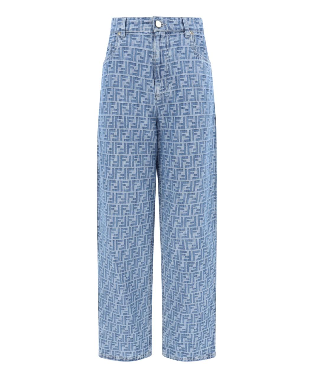 FENDI Голубые хлопковые прямые джинсы, фото 1
