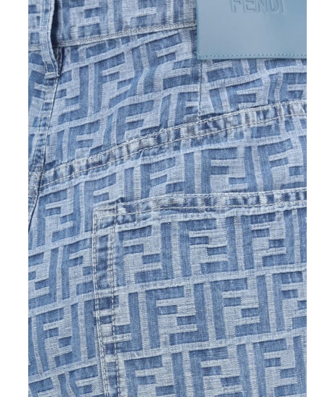 FENDI Голубые хлопковые прямые джинсы, фото 3