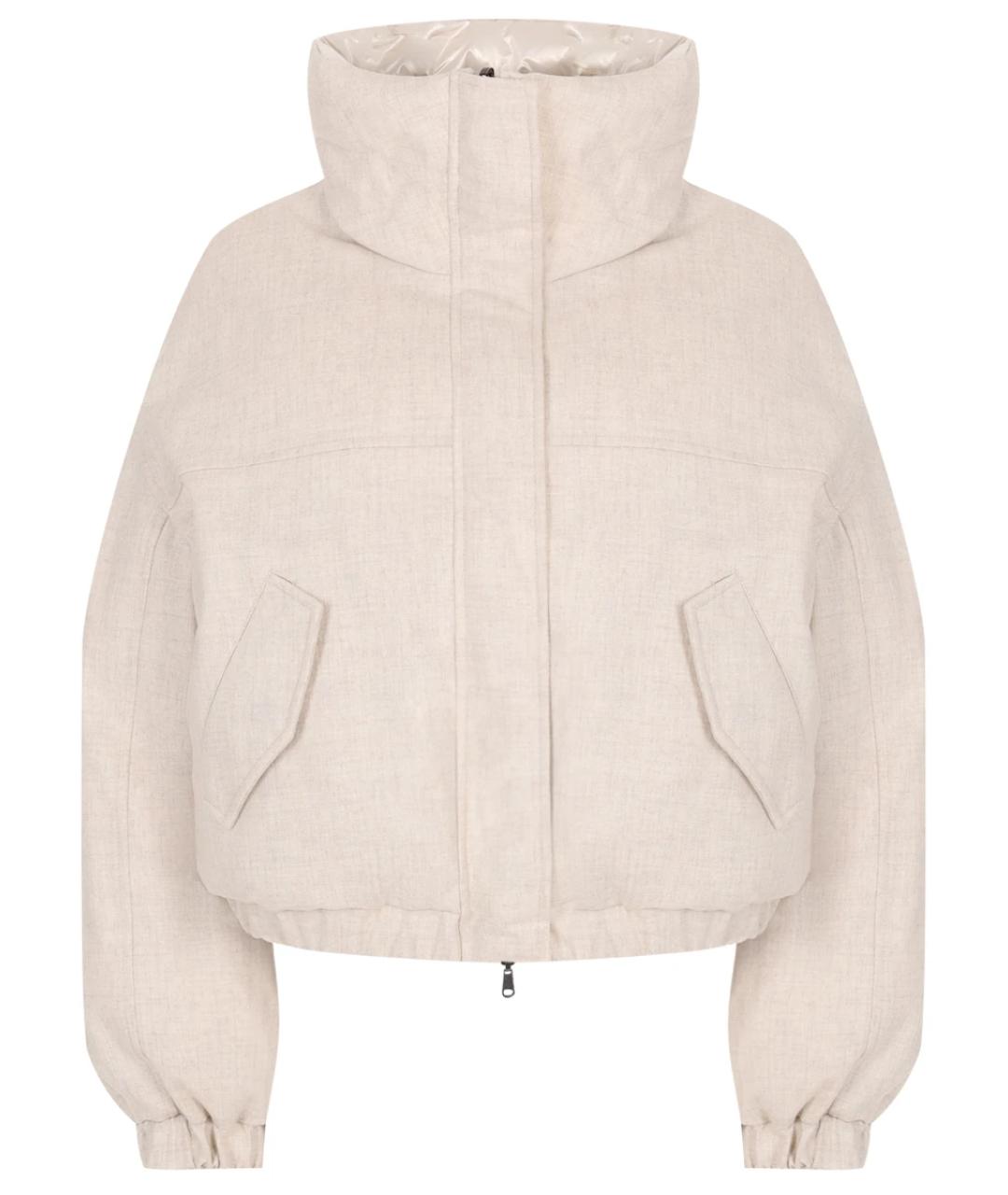 BRUNELLO CUCINELLI Белый полиэстеровый пуховик, фото 5