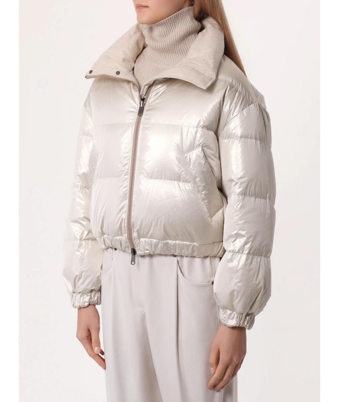 BRUNELLO CUCINELLI Белый полиэстеровый пуховик, фото 3