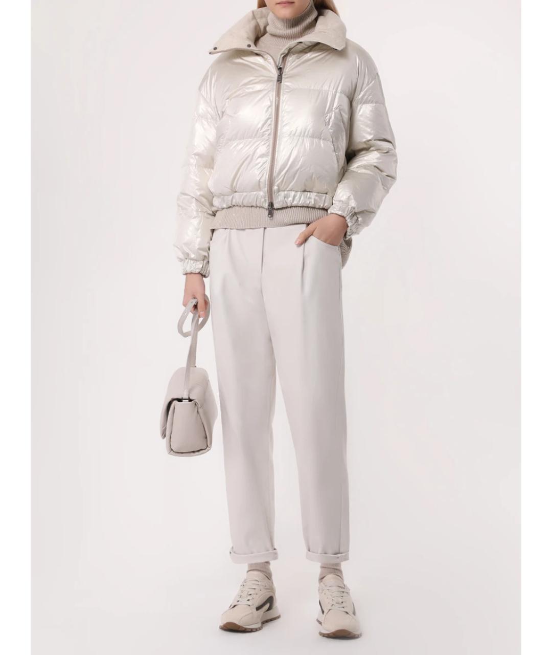 BRUNELLO CUCINELLI Белый полиэстеровый пуховик, фото 2