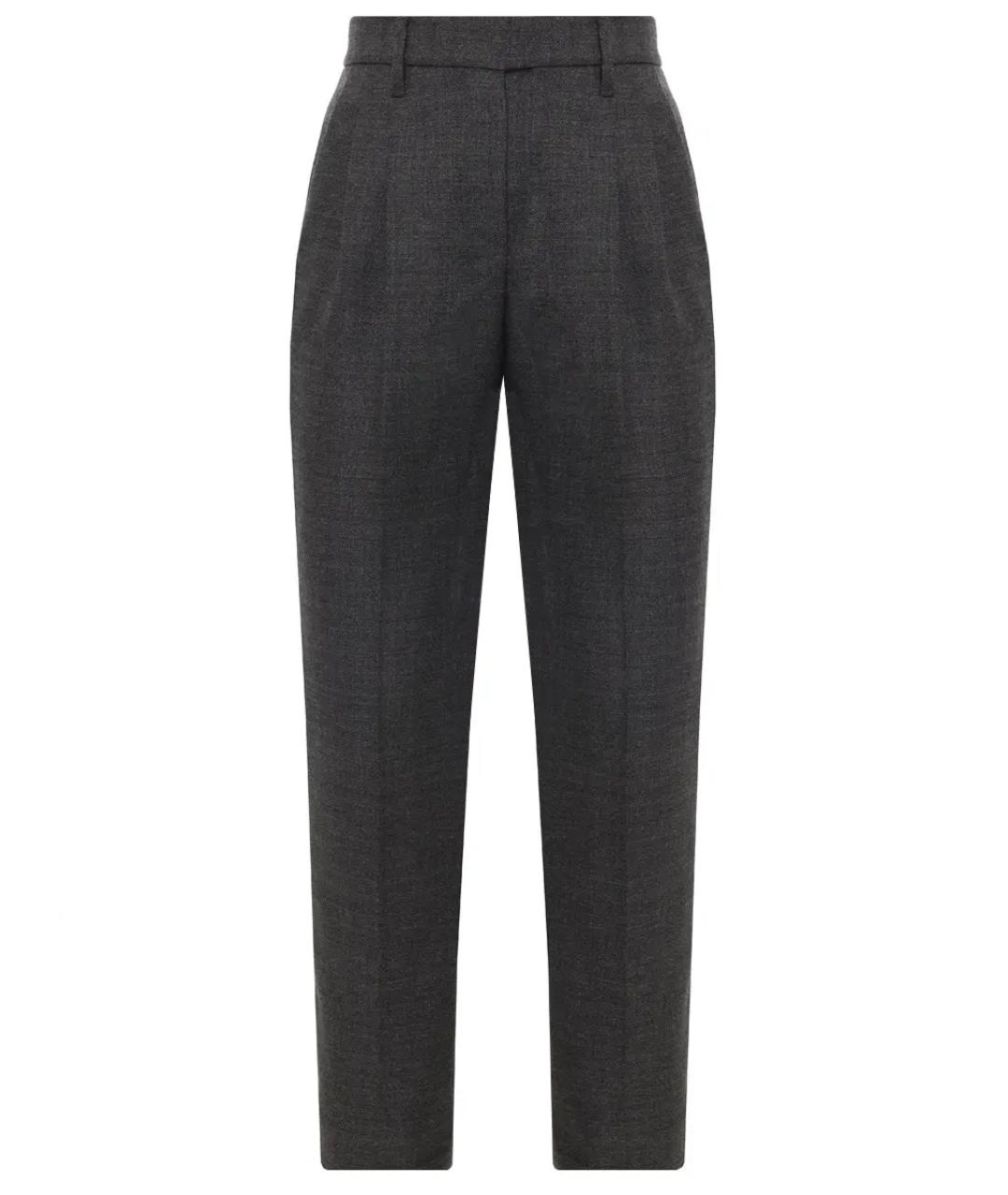 BRUNELLO CUCINELLI Антрацитовые шерстяные прямые брюки, фото 1
