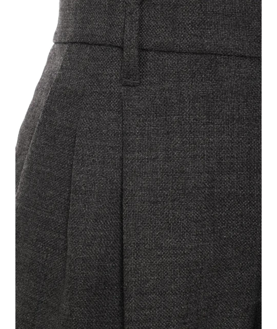 BRUNELLO CUCINELLI Антрацитовые шерстяные прямые брюки, фото 3