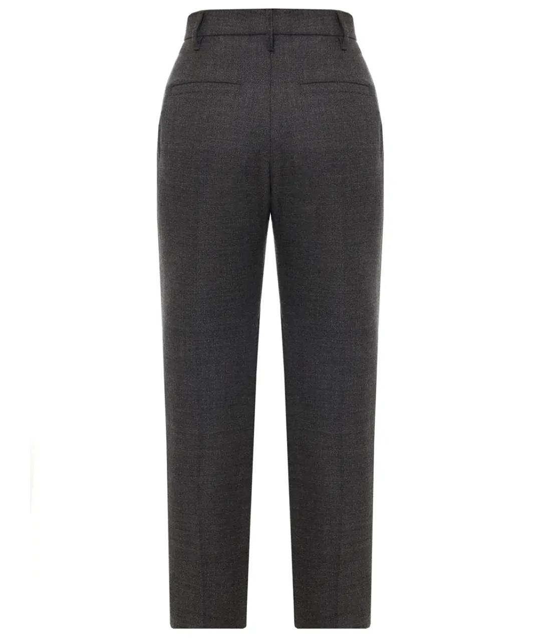 BRUNELLO CUCINELLI Антрацитовые шерстяные прямые брюки, фото 2