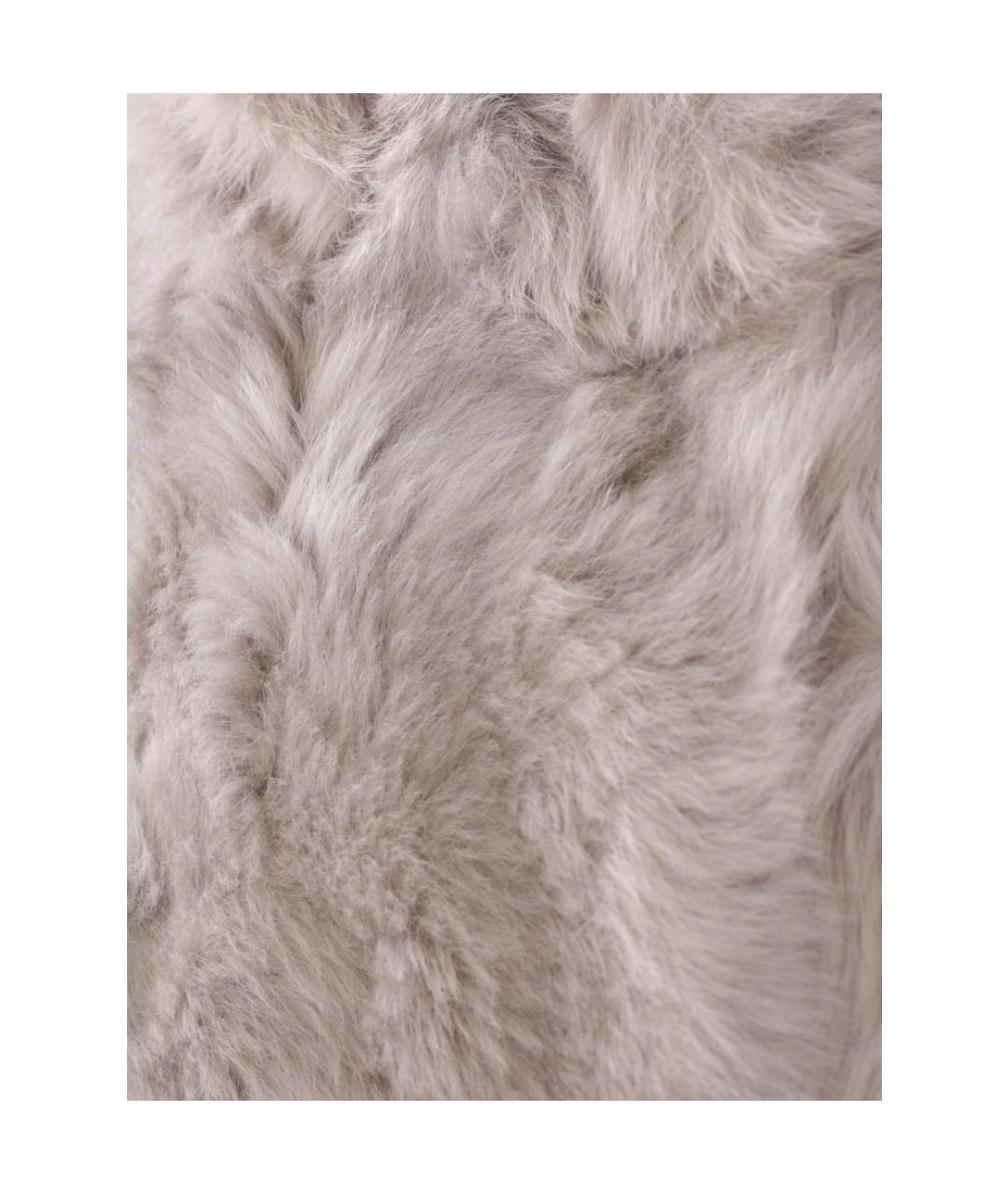 YVES SALOMON Серая меховая дубленка, фото 4