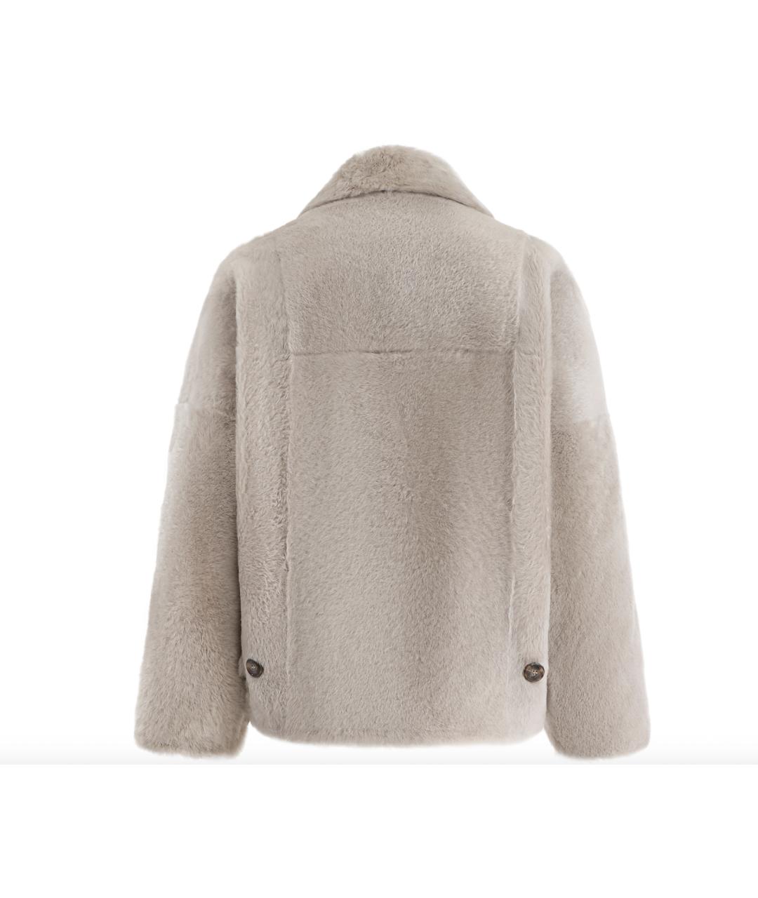 YVES SALOMON Бежевая меховая дубленка, фото 2