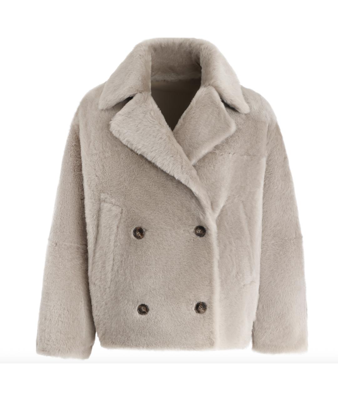 YVES SALOMON Бежевая меховая дубленка, фото 4