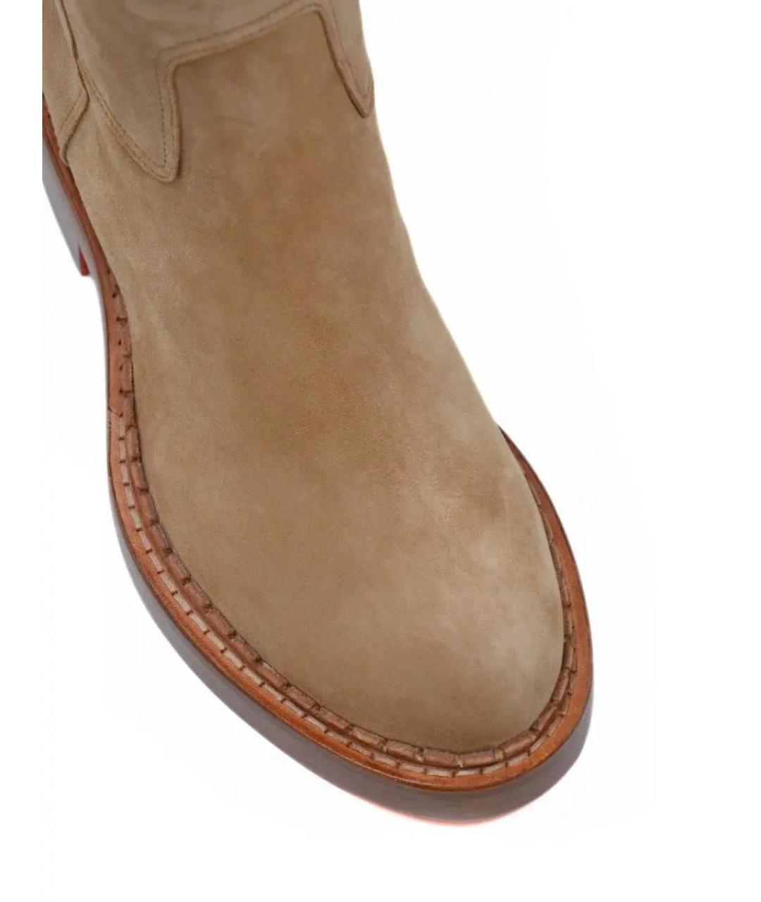 SANTONI Бежевые замшевые ботинки, фото 4