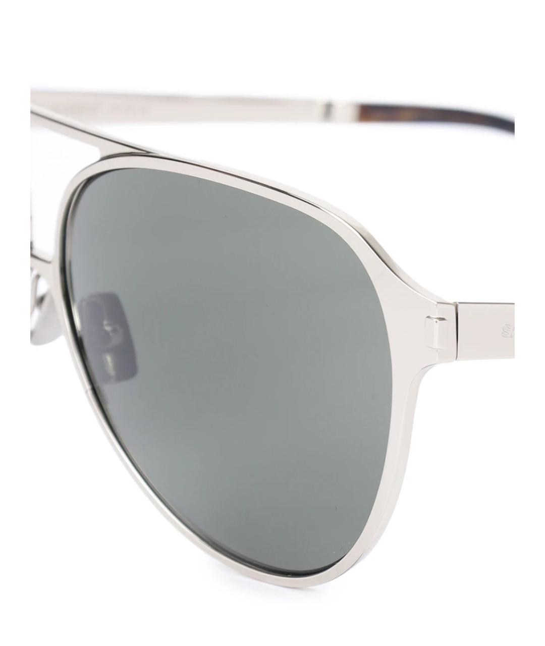 SAINT LAURENT Серебряные металлические солнцезащитные очки, фото 3