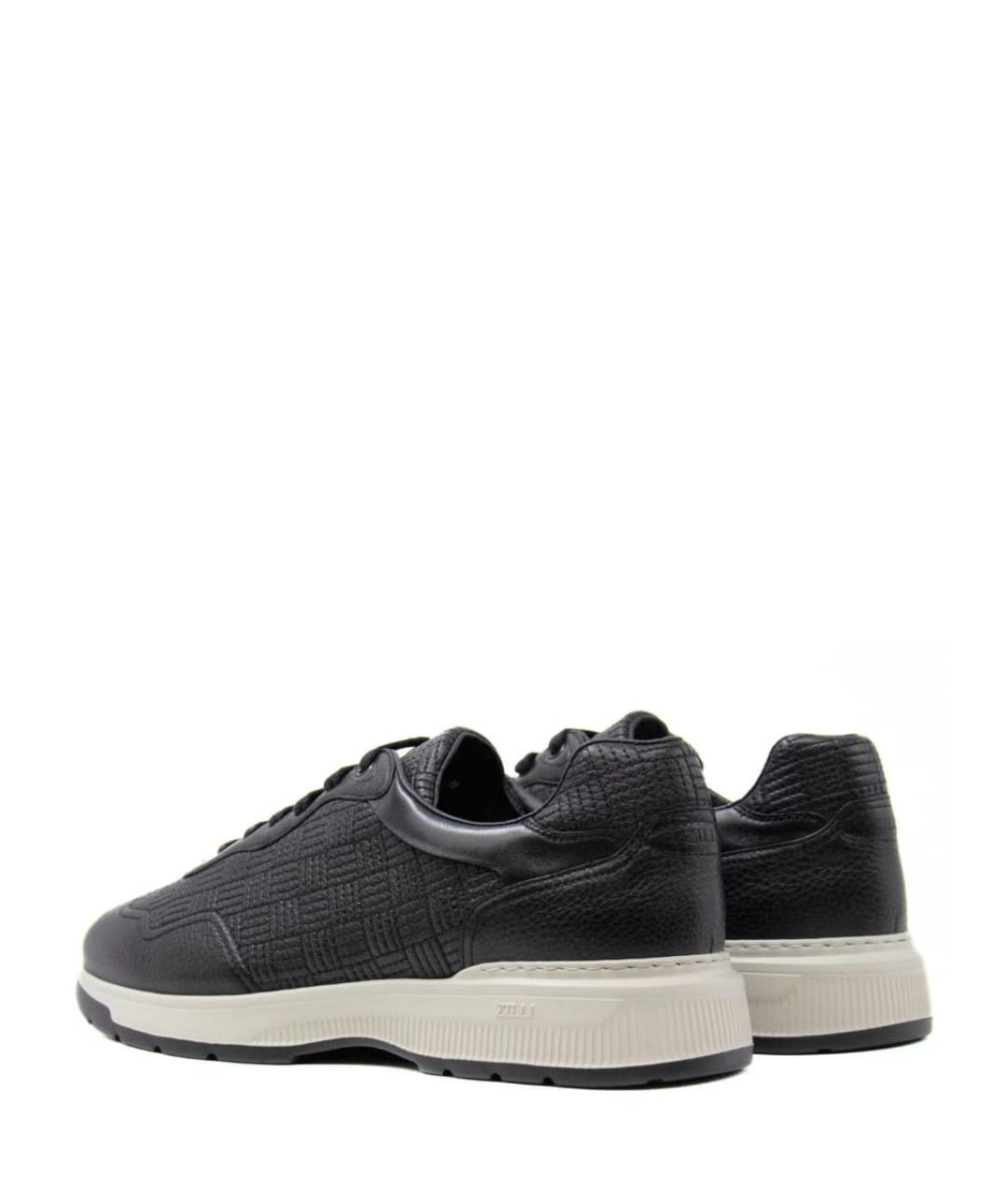 ZILLI Черные кожаные низкие кроссовки / кеды, фото 3