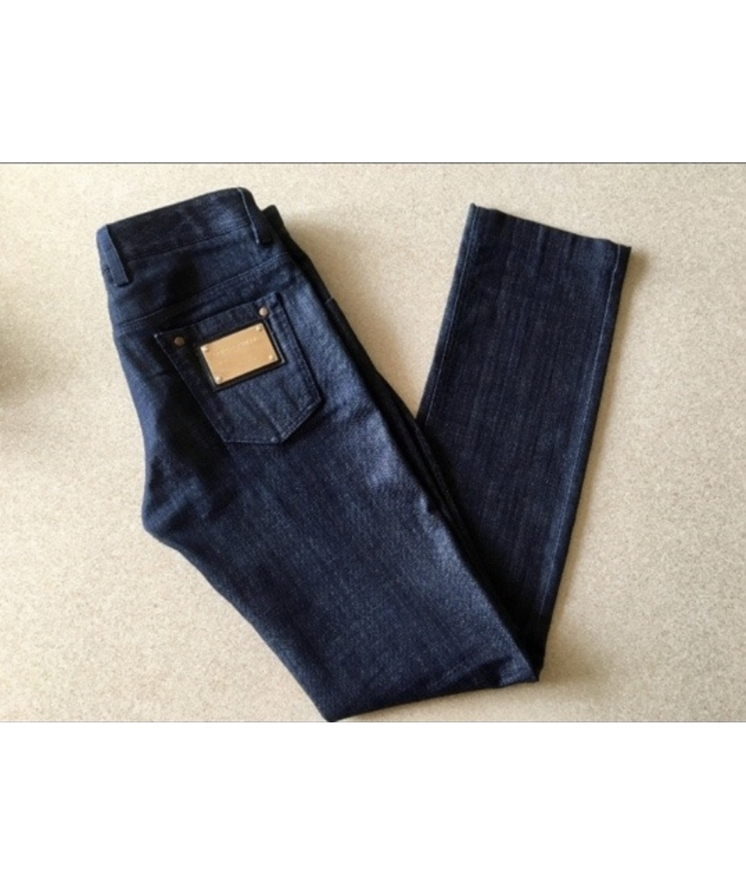 DOLCE&GABBANA Синие хлопко-полиэстеровые прямые джинсы, фото 2