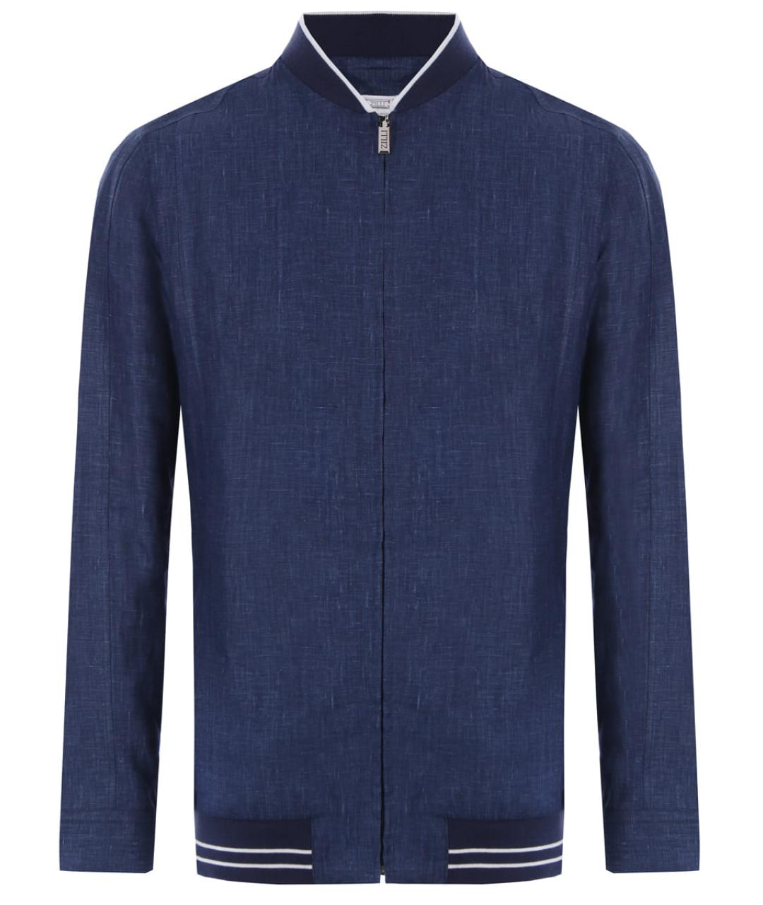 ZILLI Темно-синяя льняная спортивная куртка, фото 1