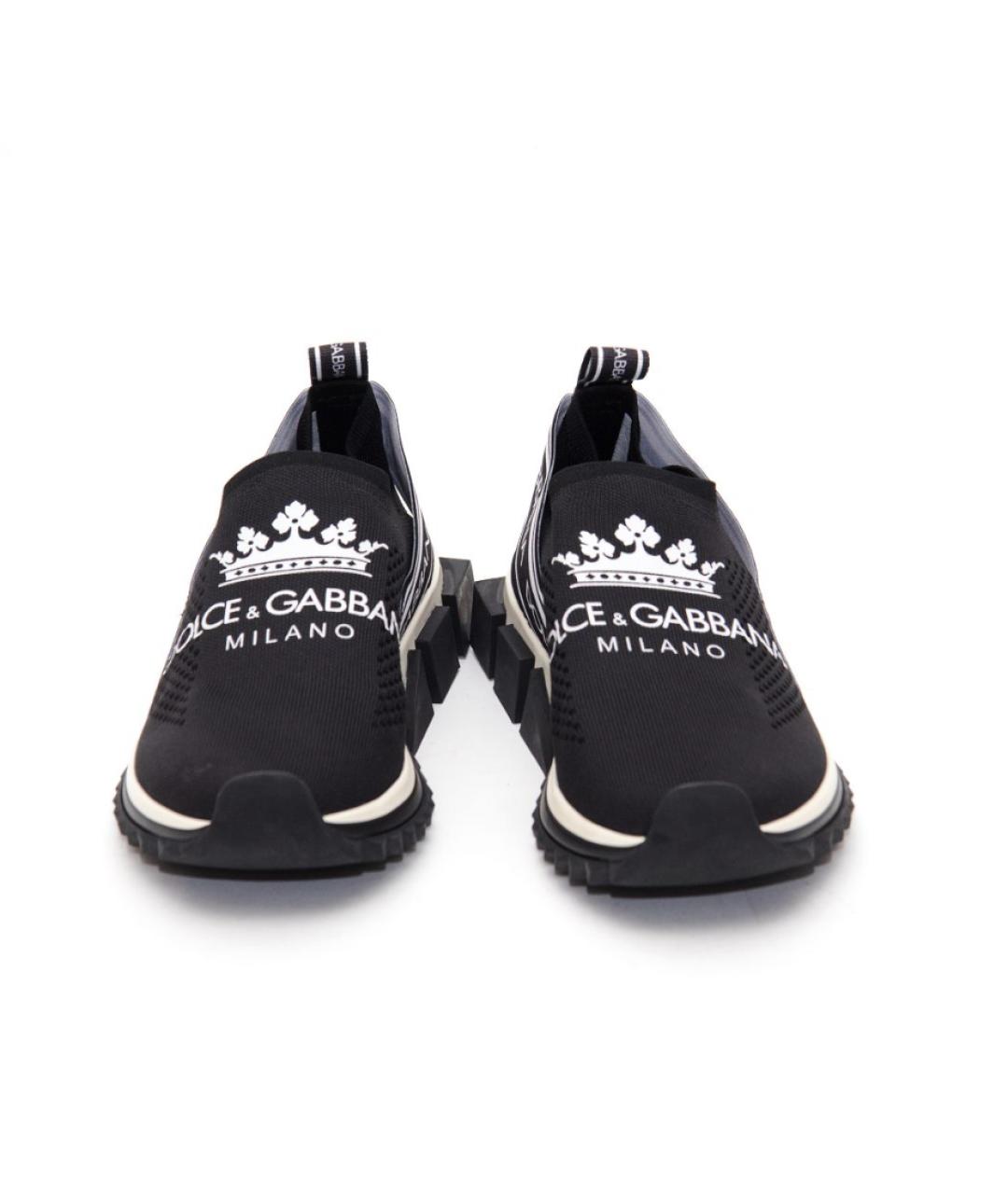 DOLCE&GABBANA Черные текстильные низкие кроссовки / кеды, фото 2