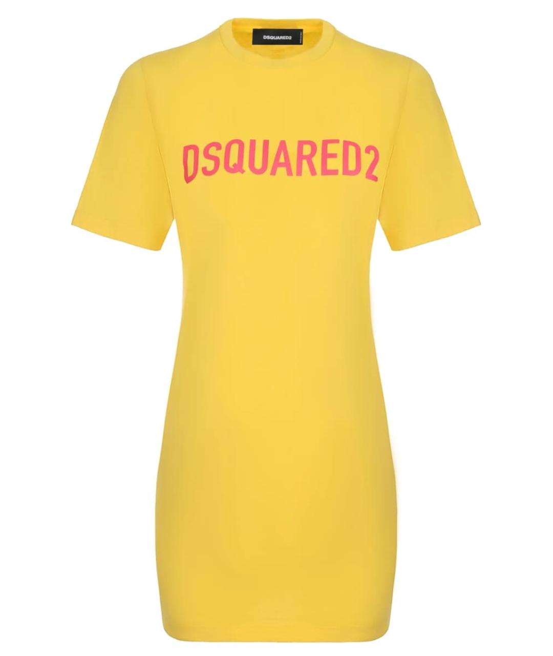 DSQUARED2 Желтое хлопковое повседневное платье, фото 1