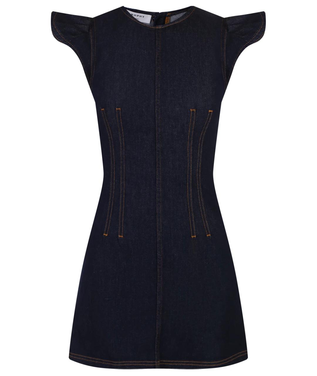 PHILOSOPHY DI LORENZO SERAFINI Синее хлопковое повседневное платье, фото 1