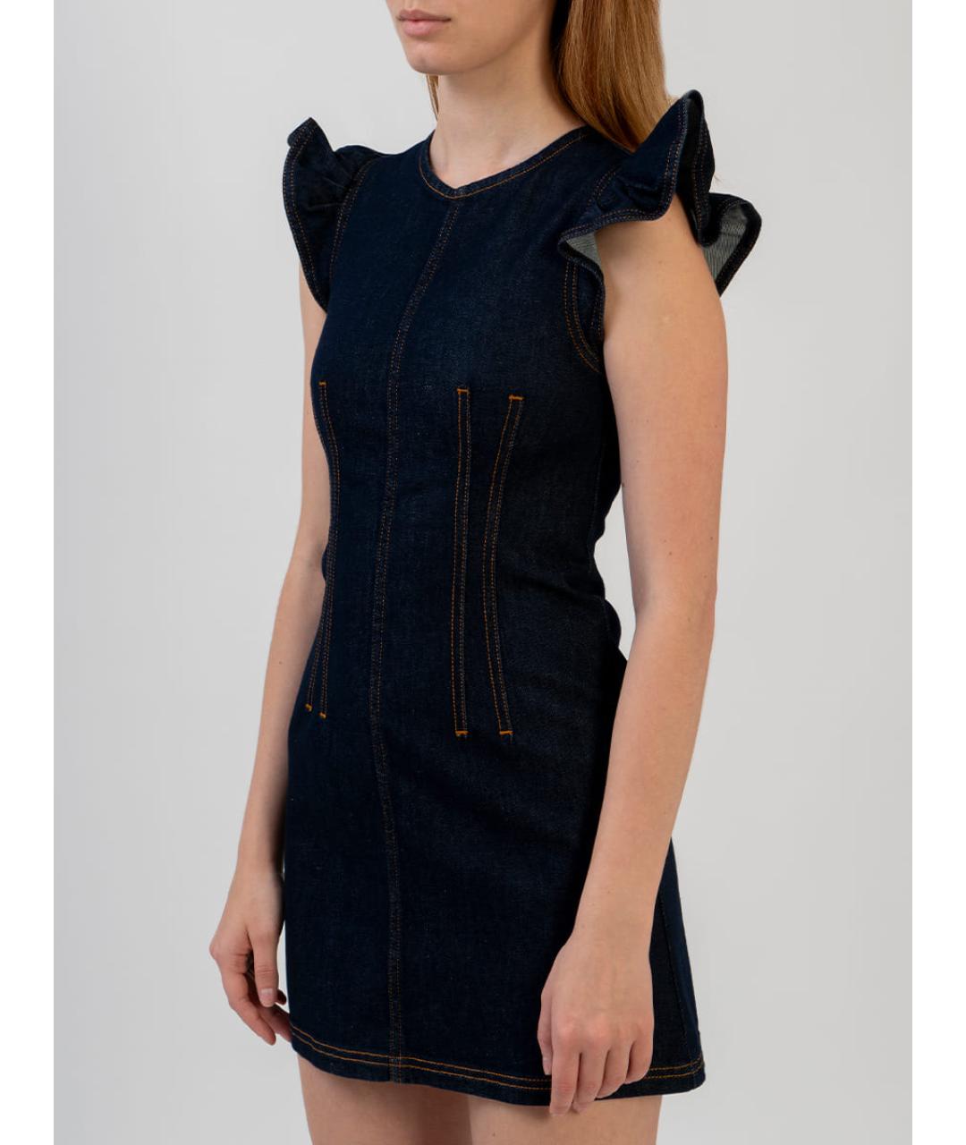 PHILOSOPHY DI LORENZO SERAFINI Синее хлопковое повседневное платье, фото 2