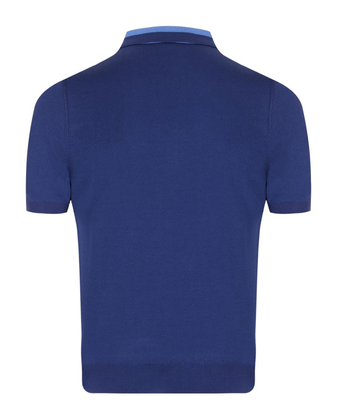 ZILLI Синее хлопковое поло с коротким рукавом, фото 2