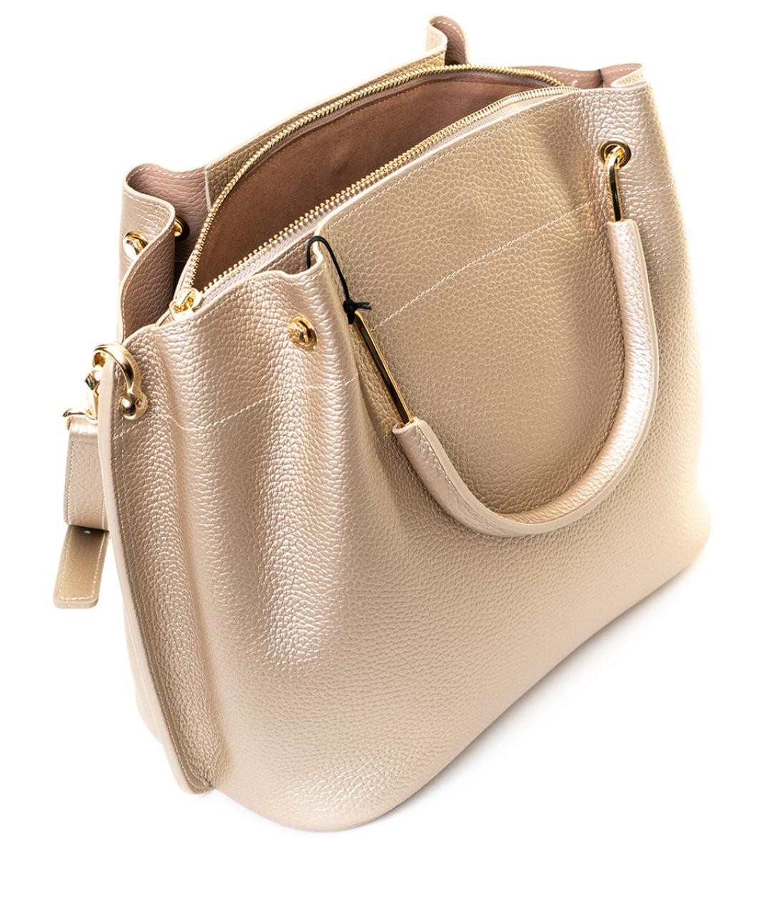 LANCASTER Золотая кожаная сумка тоут, фото 3