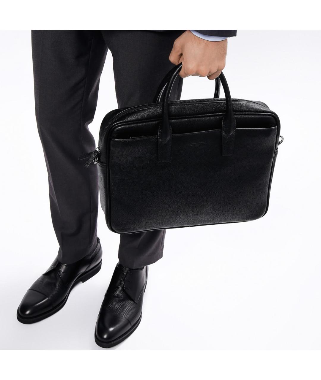 LANCASTER Черный кожаный портфель, фото 4