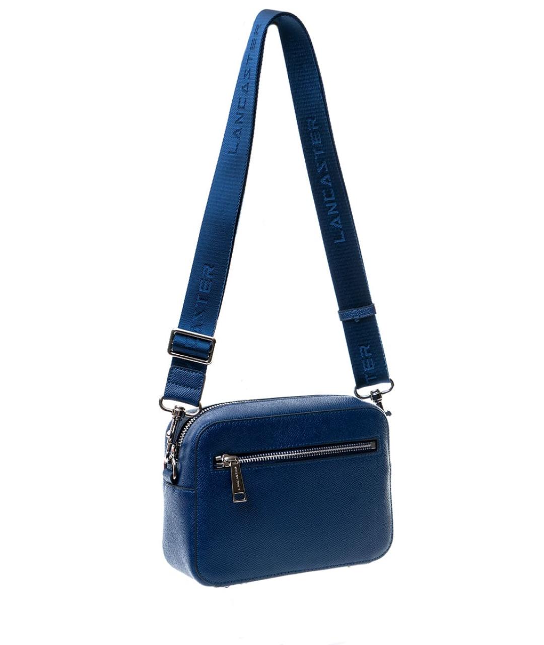 LANCASTER Синяя кожаная сумка на плечо, фото 2