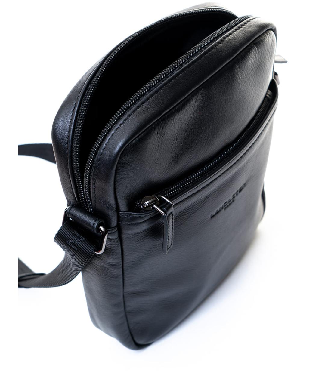 LANCASTER Черная кожаная сумка на плечо, фото 3