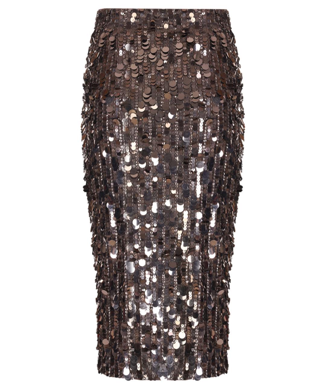 P.A.R.O.S.H. Коричневая полиамидовая юбка миди, фото 2