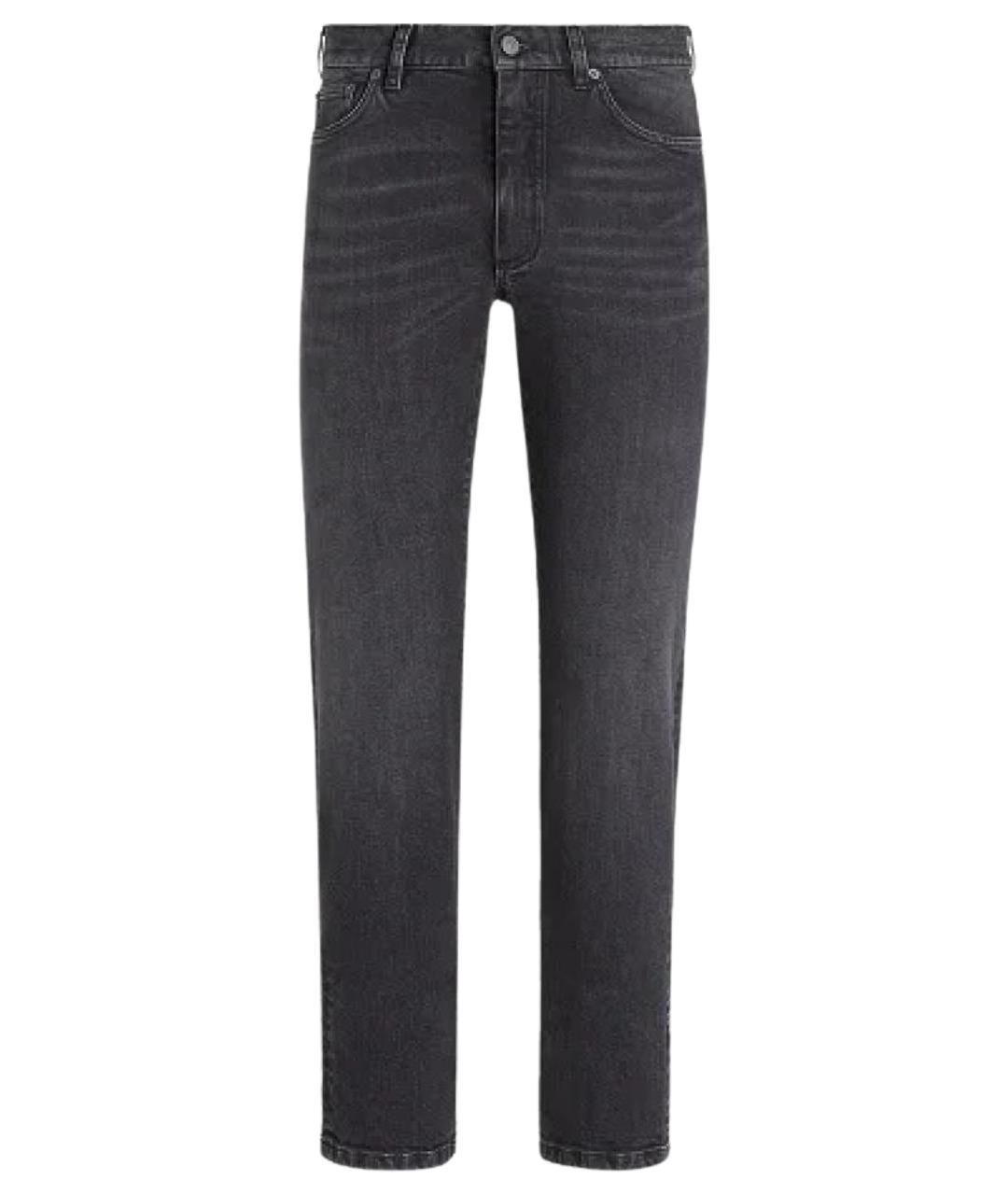 ZEGNA Черные хлопковые прямые джинсы, фото 1