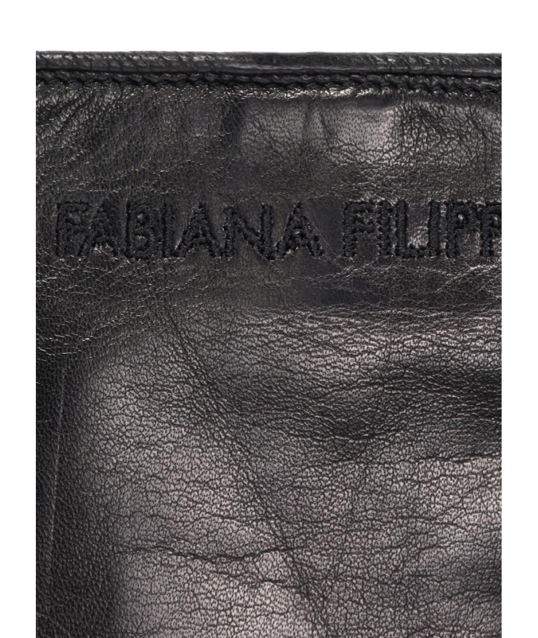 FABIANA FILIPPI Черные кожаные перчатки, фото 2