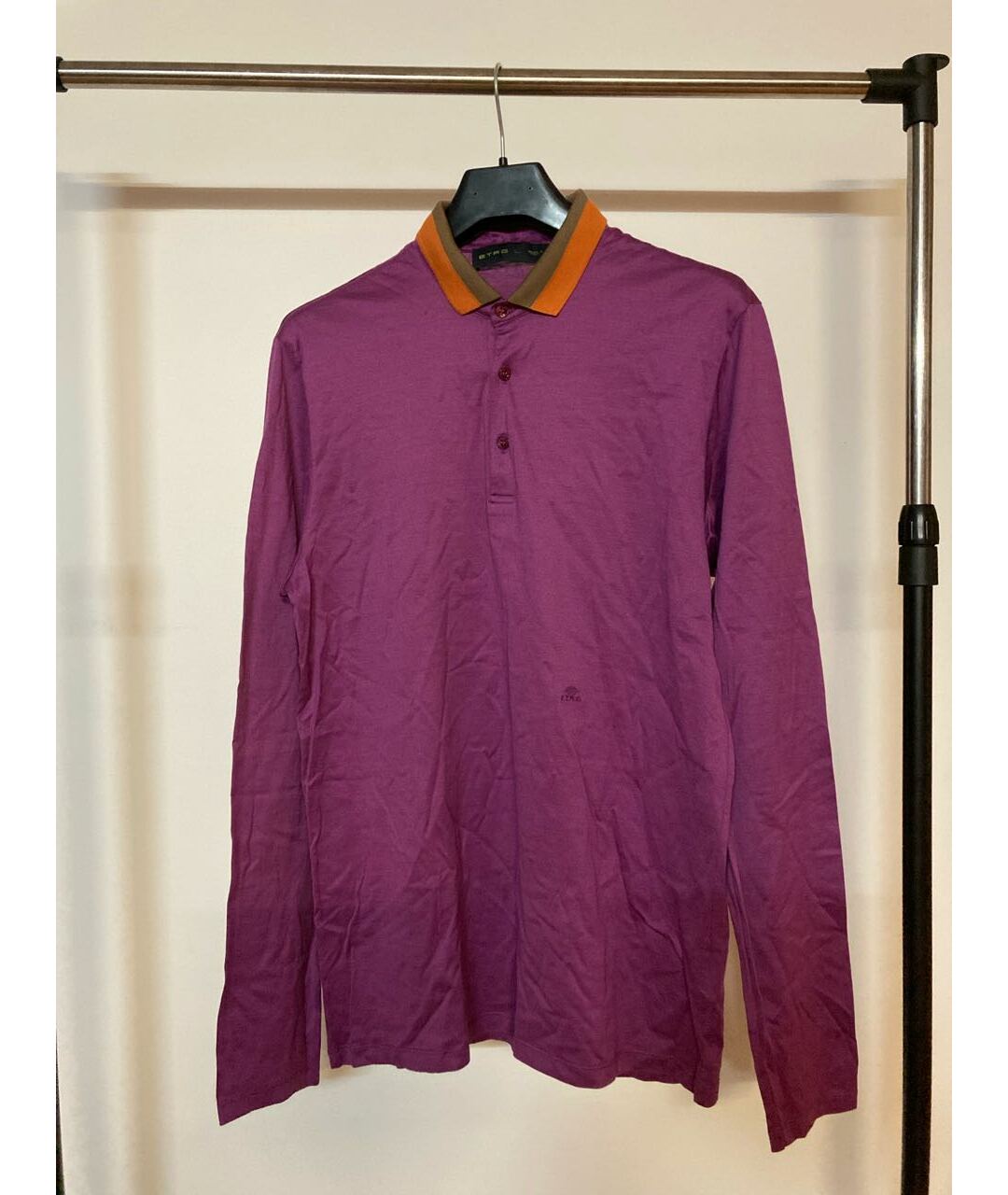 ETRO Фиолетовое хлопковое поло с длинным рукавом, фото 5