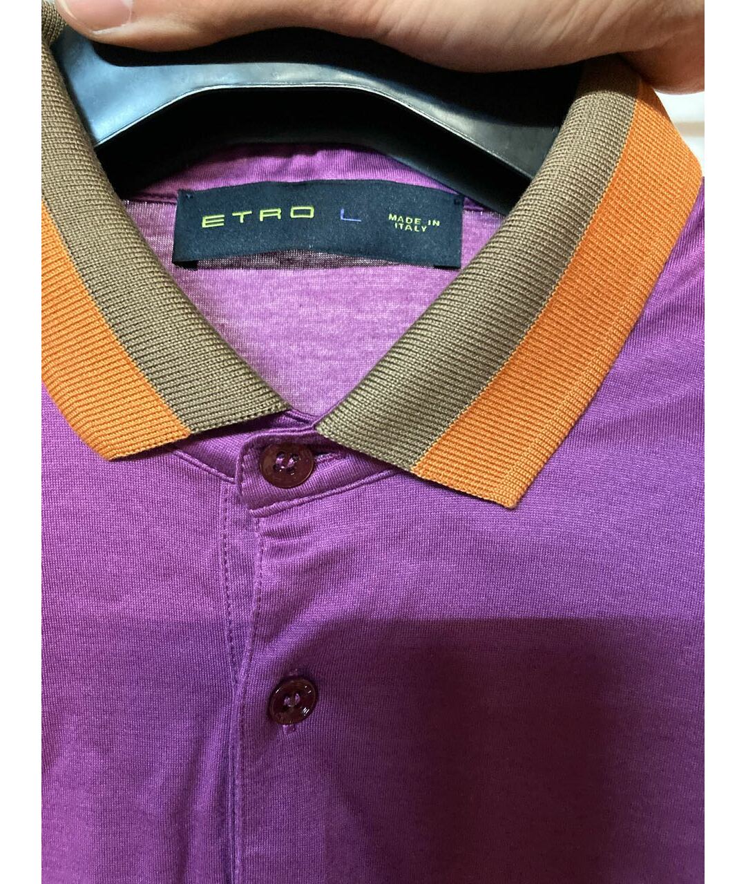 ETRO Фиолетовое хлопковое поло с длинным рукавом, фото 3