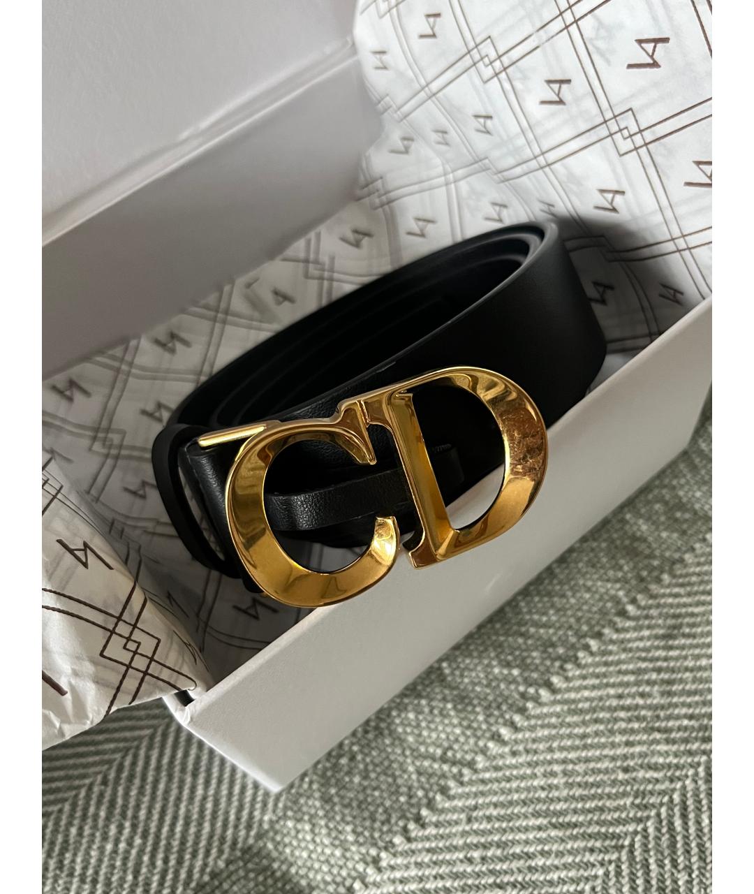 CHRISTIAN DIOR Черный кожаный ремень, фото 4