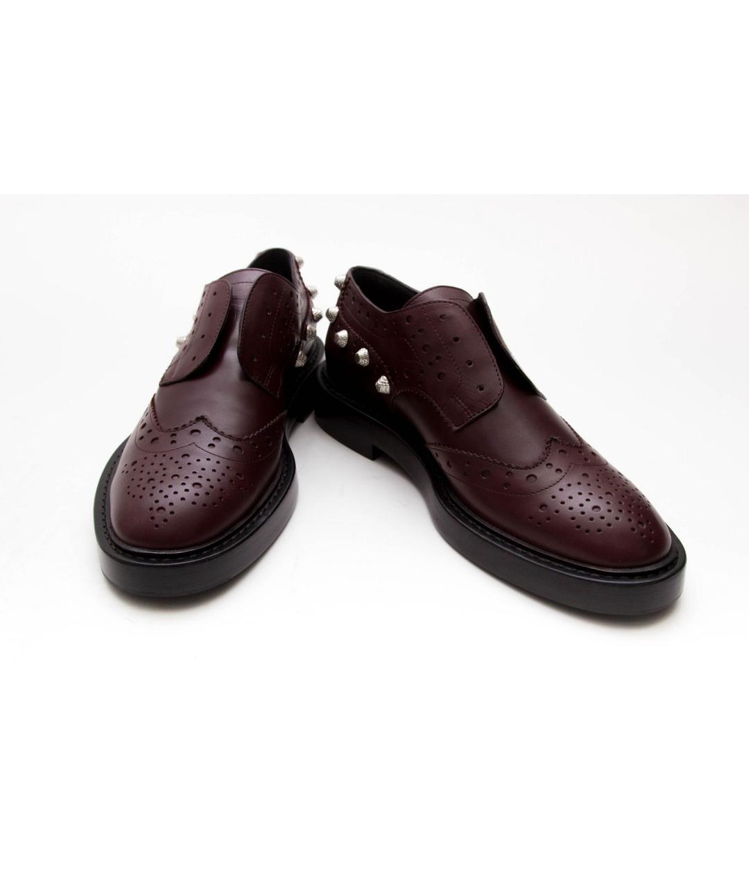 BALENCIAGA Бордовые кожаные брогги и оксфорды, фото 4