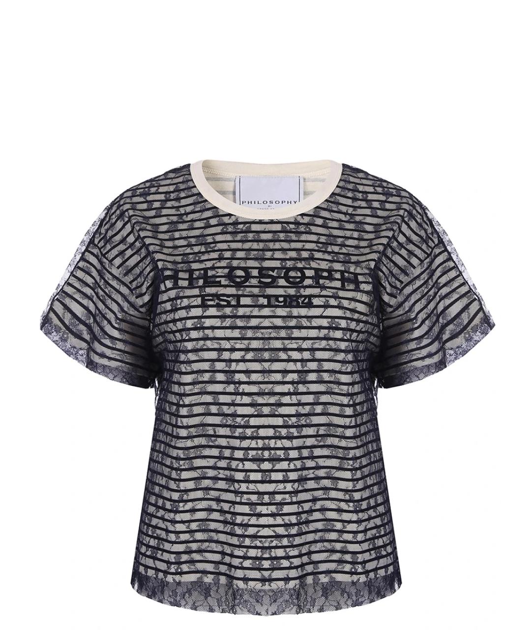 PHILOSOPHY DI LORENZO SERAFINI Черная хлопковая футболка, фото 1