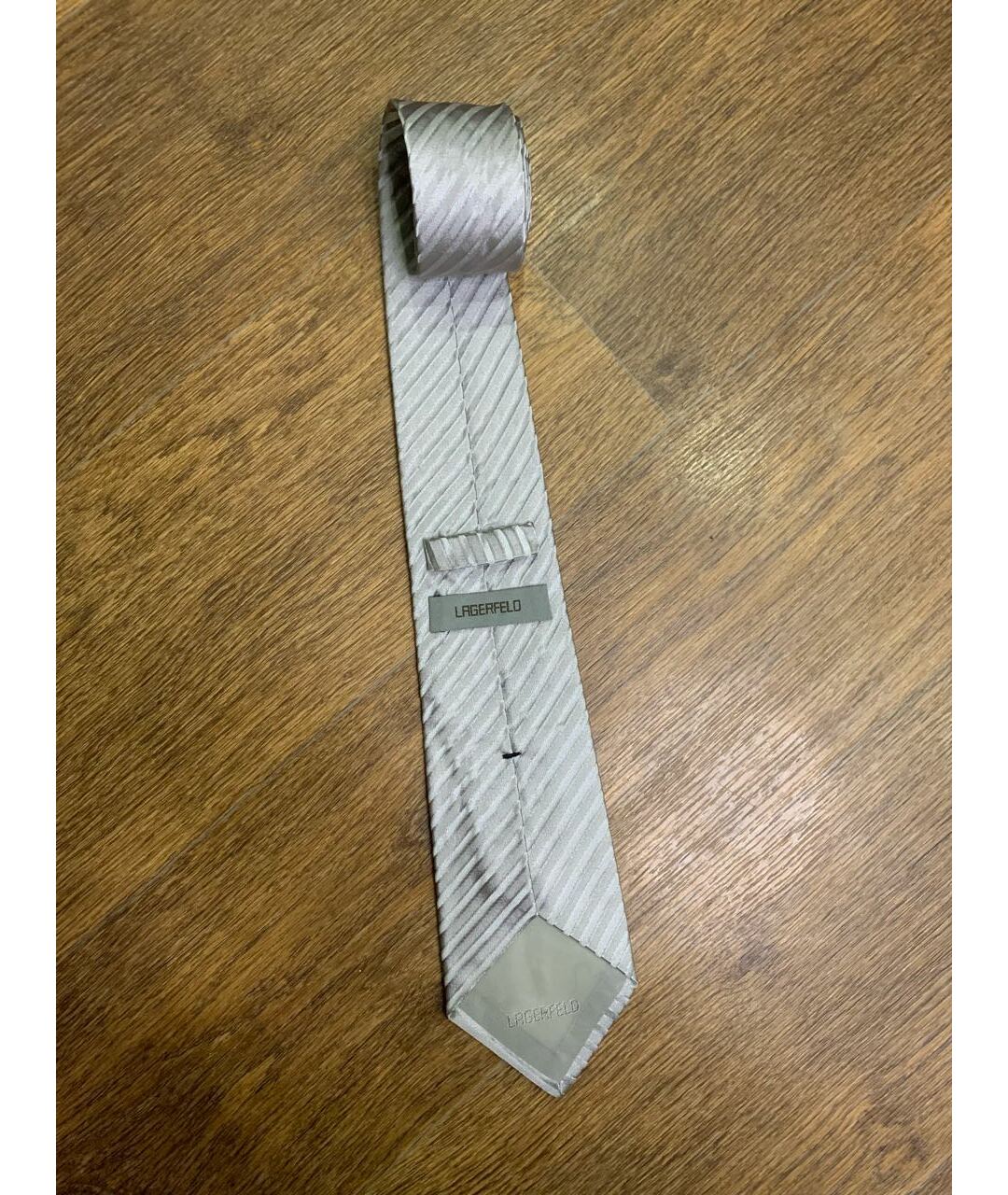 KARL LAGERFELD Серебрянный шелковый галстук, фото 3