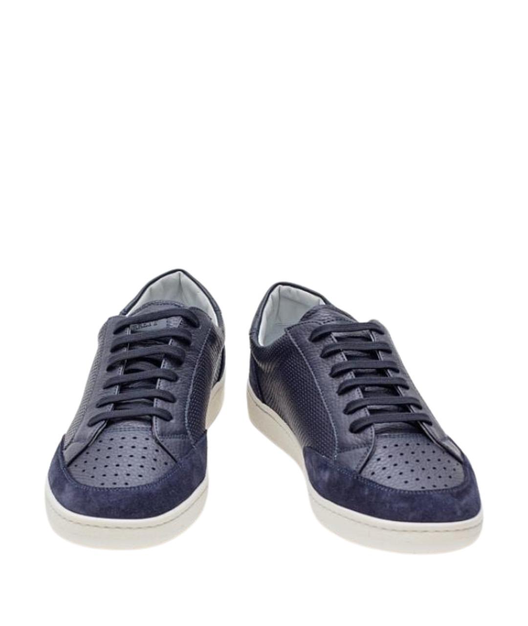 BARRETT Синие кожаные низкие кроссовки / кеды, фото 2