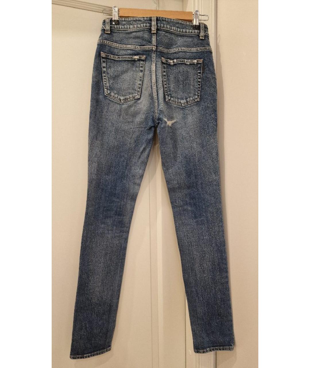 SAINT LAURENT Синие хлопковые джинсы слим, фото 2