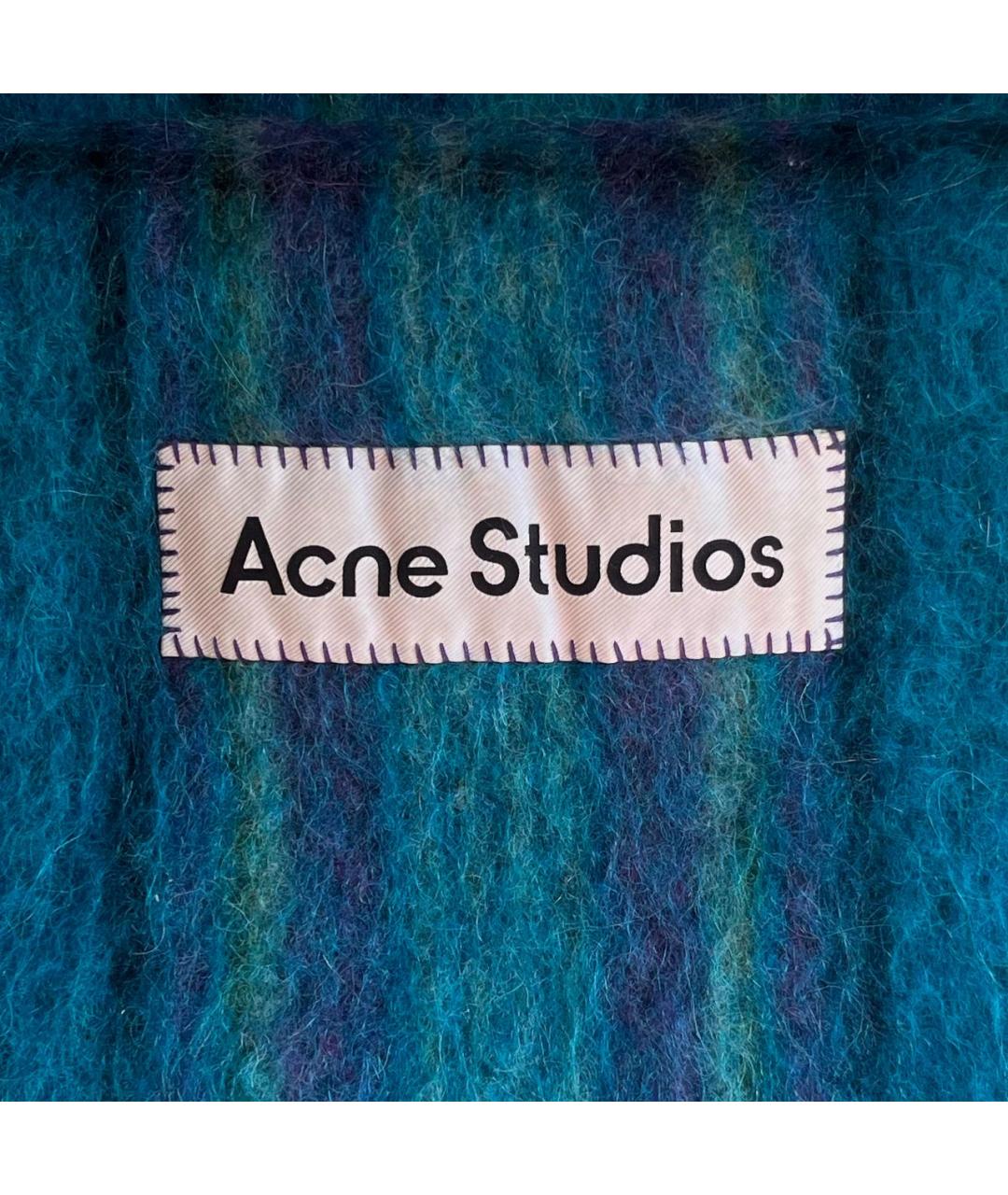 ACNE STUDIOS Бирюзовый шерстяной шарф, фото 3