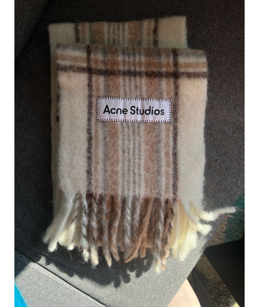 ACNE STUDIOS Бежевый шерстяной шарф, фото 4